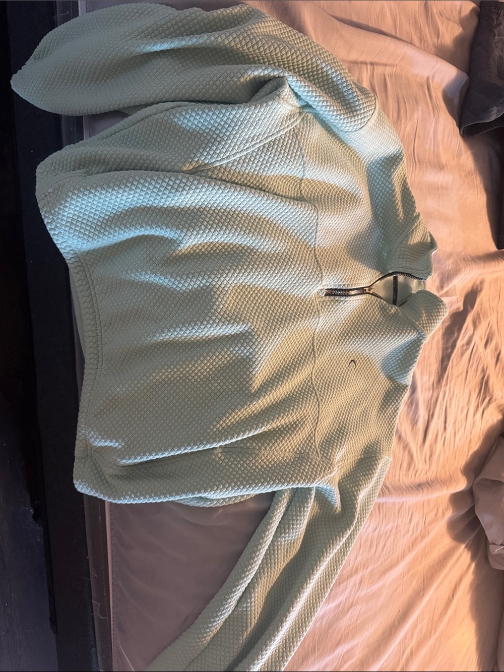 ZYIA Light Mint Quarter-Zip Waffle Knit Pullover